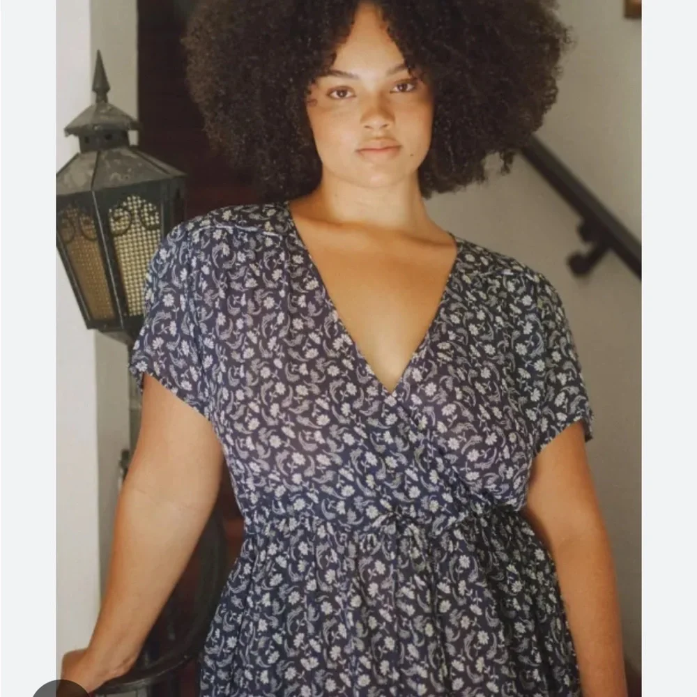 Christy Dawn Simple Dawn Navy Floral Midi Dress - Picture 1 of 8